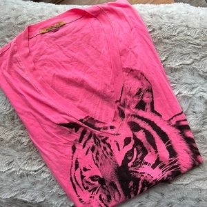 Urban Outfitters (The Beautiful Ones) Neon Pink Tiger V-Neck Tee
